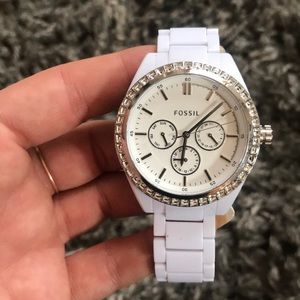 White Fossil Watch